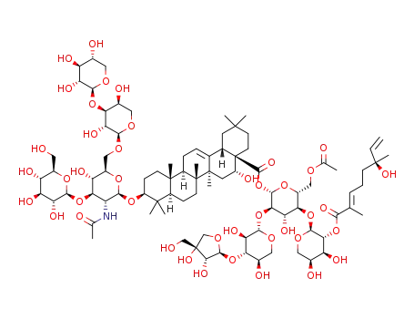 3-O-{α-D-xylopyranosyl-(1→3)-α-L-arabinopyranosyl-(1→6)-[β-D-glucopyranosyl-(1→3)]-2-(acetamido)-2-deoxy-β-D-glucopyranosyl}echinocystic acid 28-O-(β-D-apiofuranosyl-(1→3)-β-D-xylopyranosyl-(1→2)-{2-O-[(6S,2E)-2,6-dimethyl-6-hydroxy-2,7-octadienoyl]-α-L-arabinopyranosyl-(1→4)}-6-O-acetyl-β-D-glucopyranosyl) ester